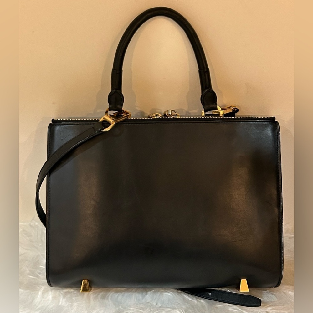 Alexander Wang Black Leather Structured Satchel Top Handle Crossbody Work Bag - Picture 10 of 12